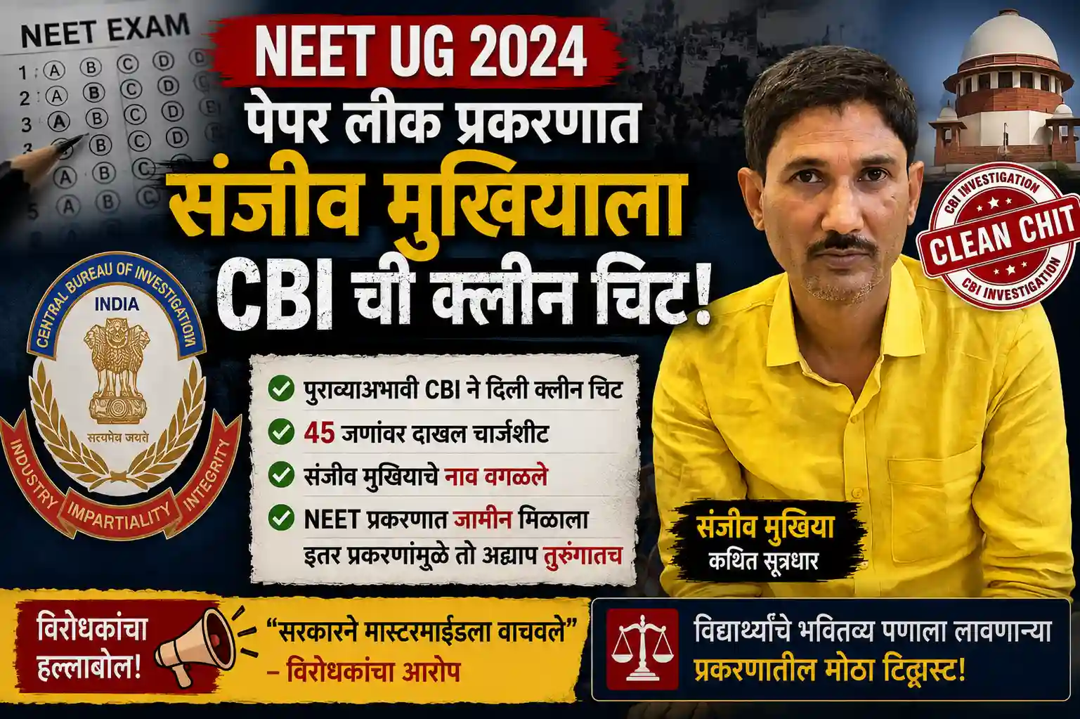 NEET UG 2024 Paper Leak: संजीव मुखियाला CBI ची क्लीन चिट!