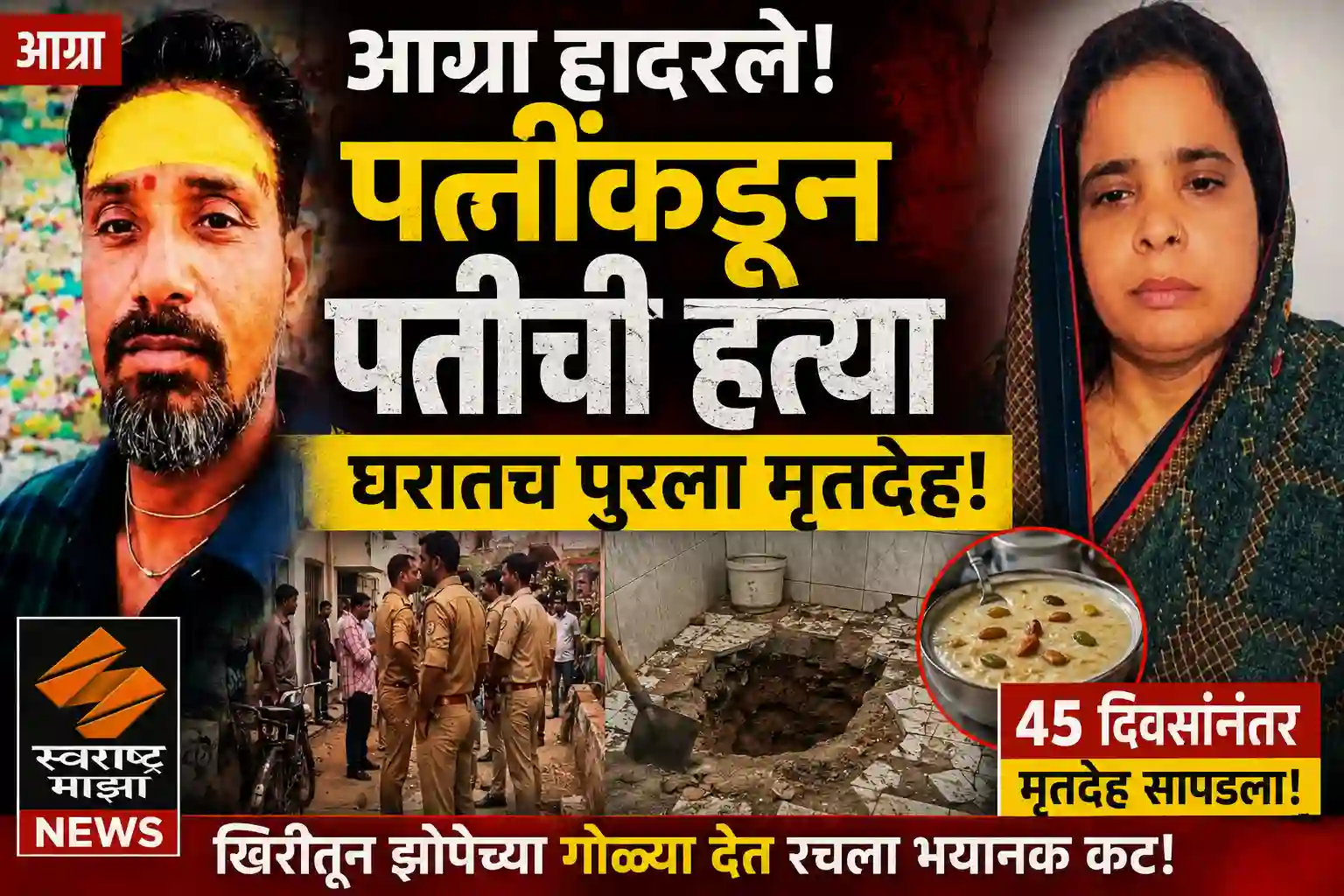 आग्रा हादरले! पत्नीकडून पतीची हत्या, घरातच पुरला मृतदेह